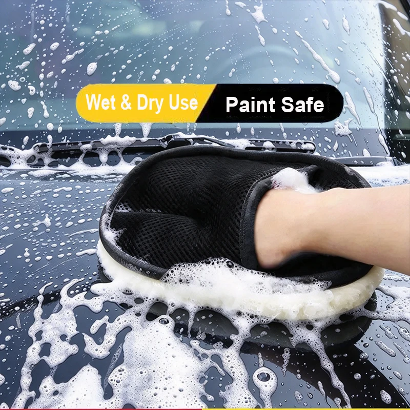 Car Styling Wool Soft Car Washing Gloves Cleaning Brush Motorcycle Washer Care Products Plush Car Wash Gloves Nwe