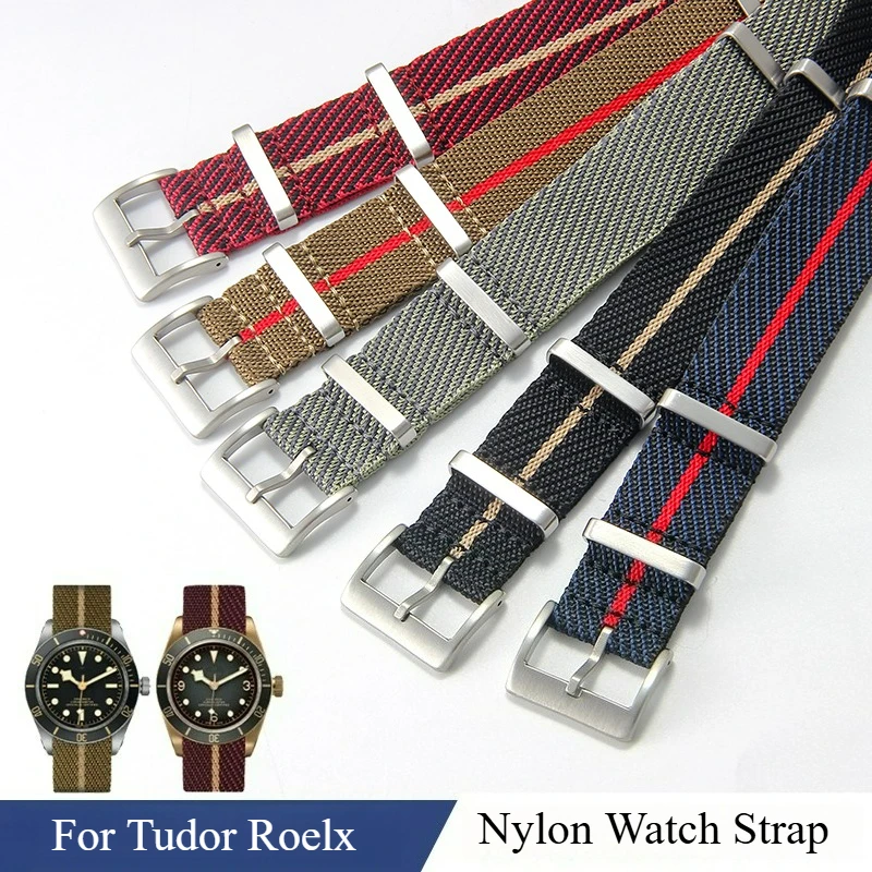 For Tudor Roelx Cosmograph Daytona Black Submariner Yacht-master Premium Quality Nylon Watch Strap 20 22mm Special Buckle