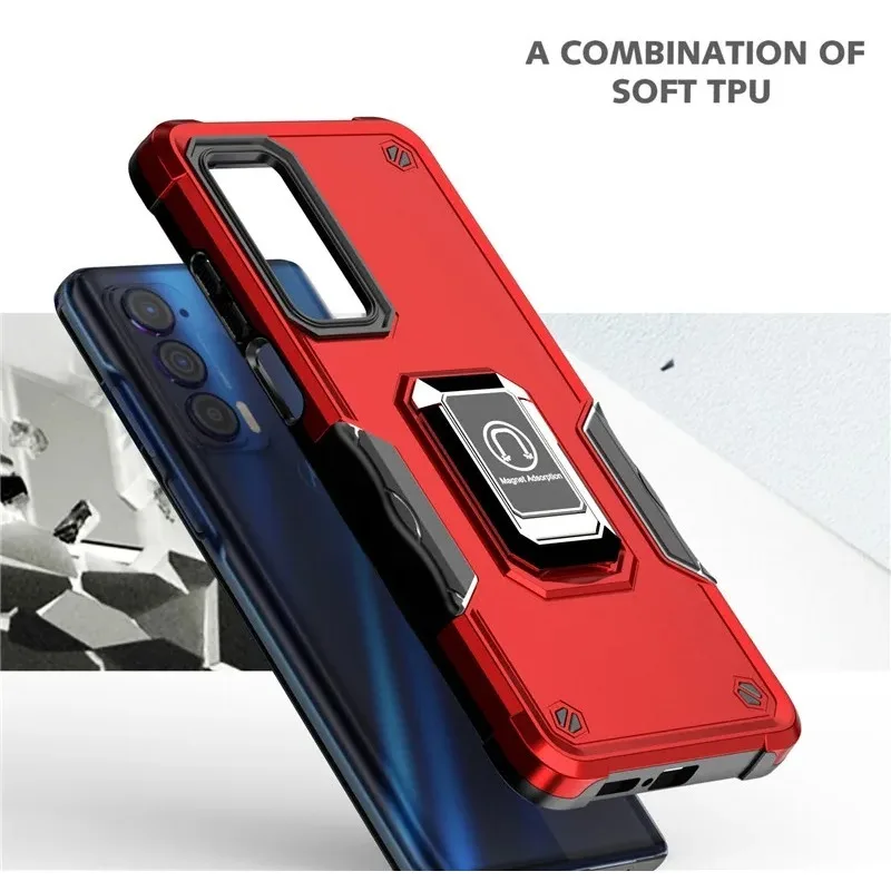 Dla Motorola Moto Edge Plus 2022 Edge 2021 Etui odporne na wstrząsy Silikonowy uchwyt na pierścień Bumper Cover dla Edge 20 Lite X30 Pro Case