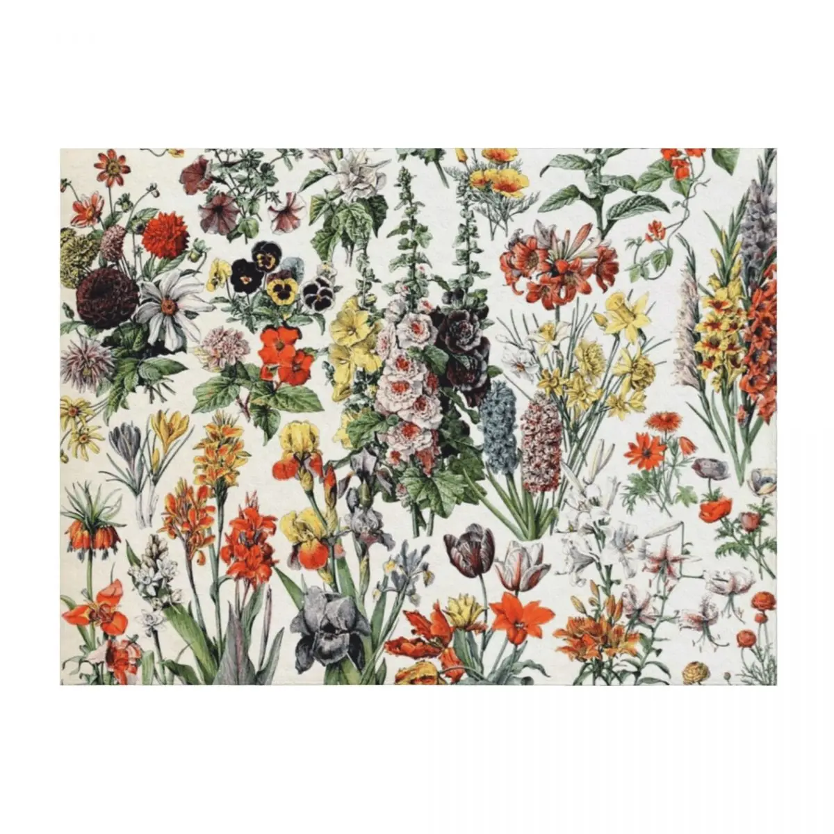 

Adolphe Millot Fleurs A Vintage Flowers Throw Blanket for winter Heavy christmas gifts Hair Blankets
