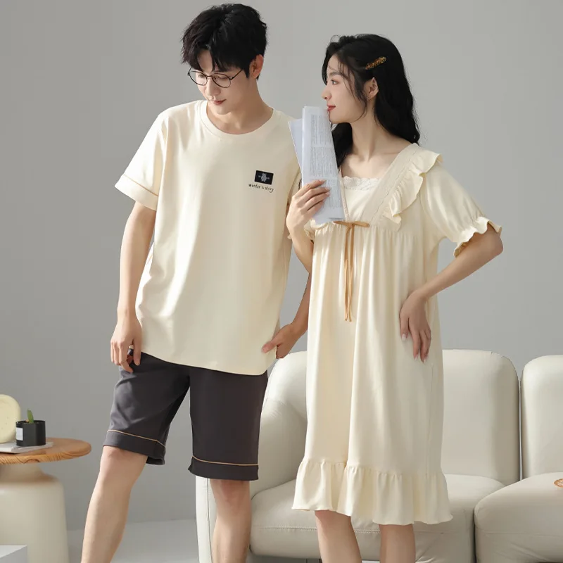 Couple Pajamas Men And Women matching sets Adults Sleepwear Cotton Nightwear Lover Casual Home Clothes Pjs Pyjamas Homme Femme