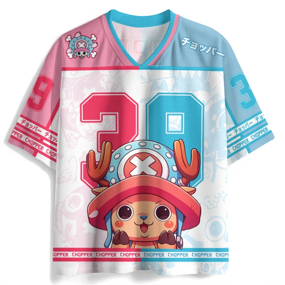 Joba Cartoon 3D-gedruckte Baseballjacke für Herren und Damen, lockerer V-Ausschnitt, atmungsaktives Anime-Mesh, kurze Ärmel – Detail 7