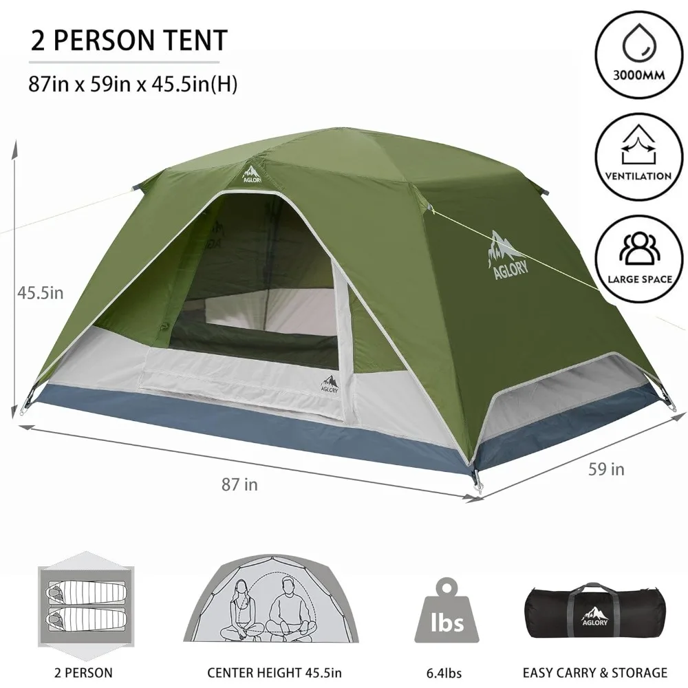 Camping Tent with Rainfly, 2/4 Person Dome Tent,Waterproof Windproof Family Tent with Mesh Windows, Easy Set Up