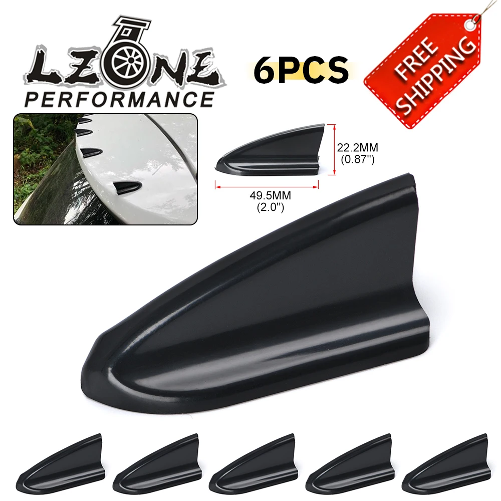 UV-protected & weatherproof 6pcs Black Car EVO-Style PP Roof Shark Fins Spoiler Wing Kit Vortex Generator WSS11