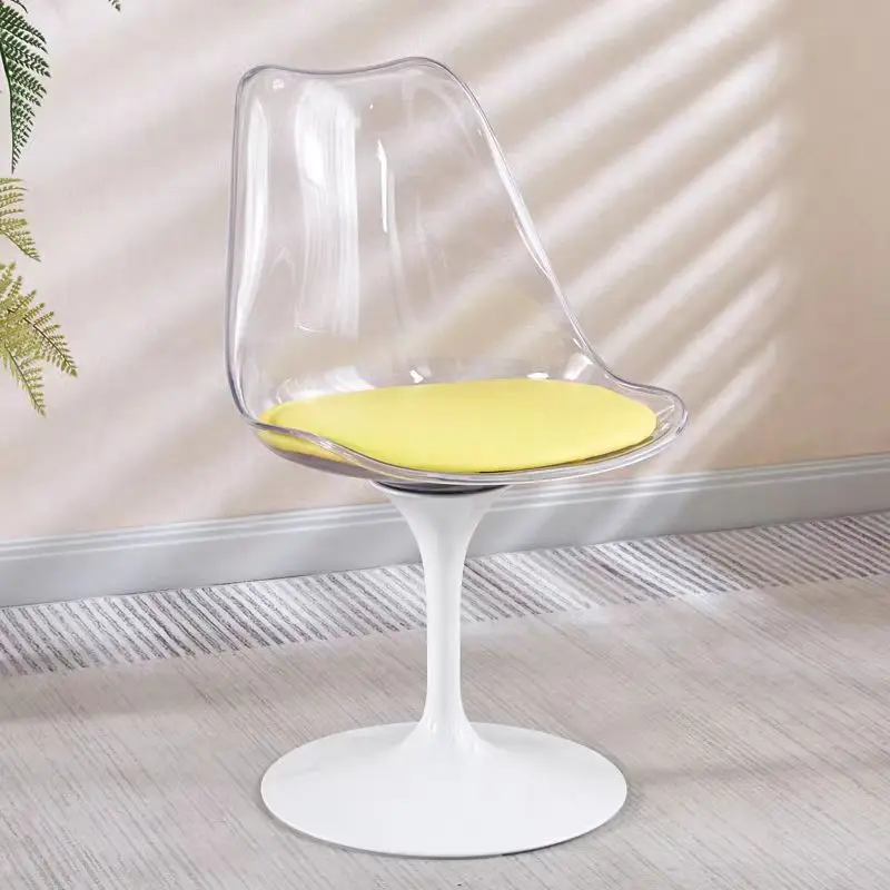 Modern Transparent Acrylic Dining Chair,Multi-Color Cushioned Tulip Swivel Chair,Retro Style Furniture for Kitchen Living Room