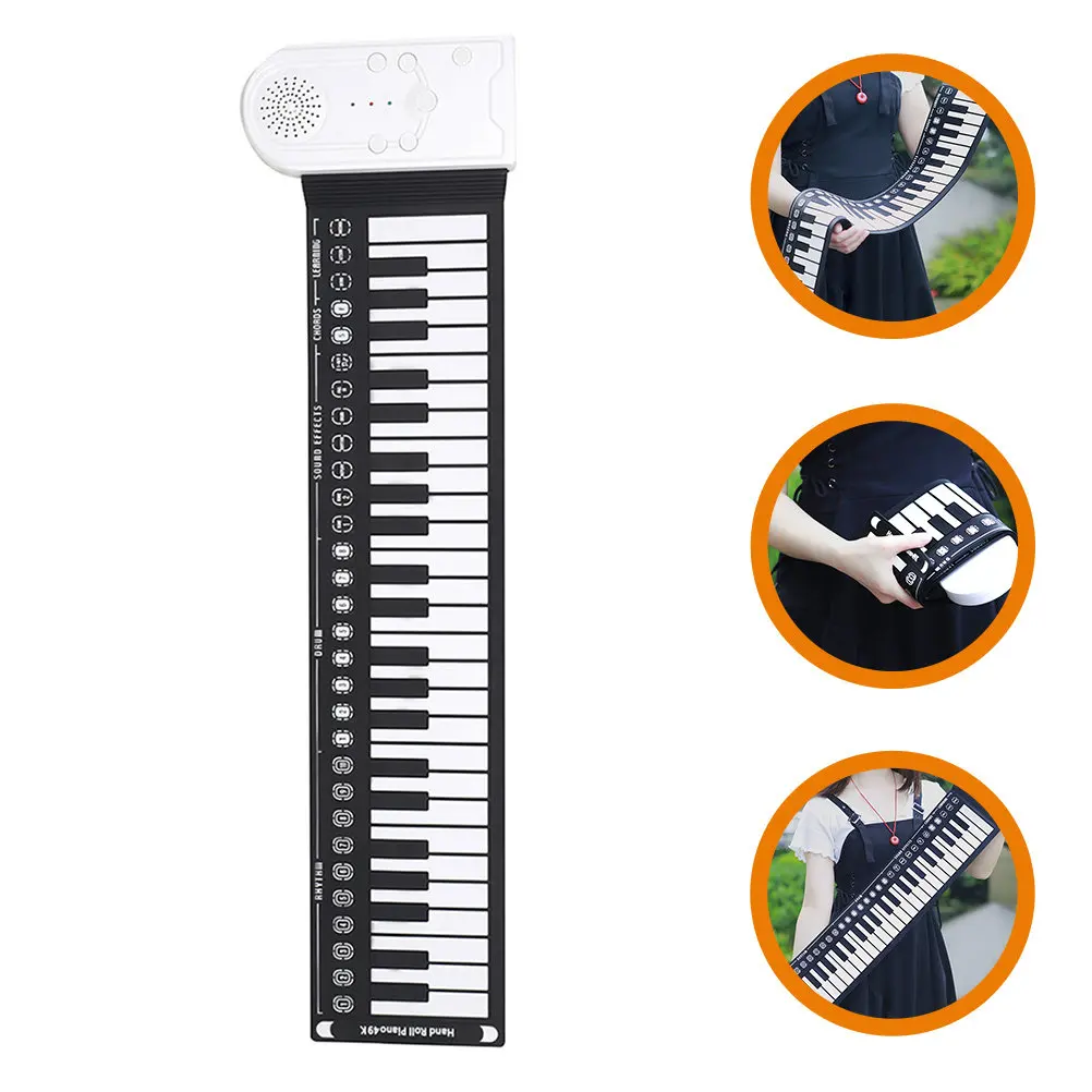 

49-Key Foldable Roll- Piano Silicone Portable Hand Roll Keyboard with Built-in Speaker for Music Education Fun