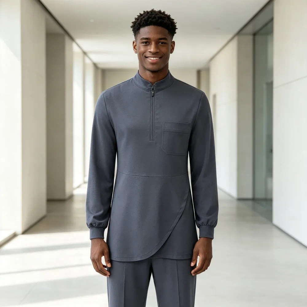 mens-2pcs-dental-scrub-set-top-drawstring-pants-uniform-for-dentists-nurses-lab-technicians