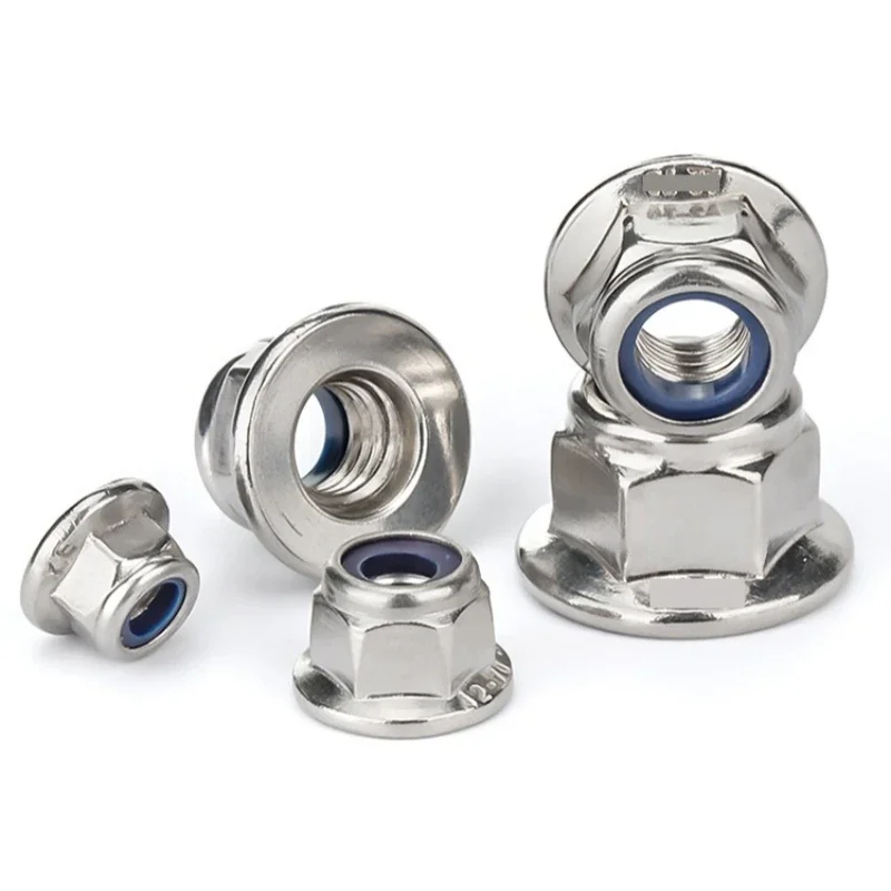 10-20pcs M3 M4 M5 M6 M8 Carbon Steel Nickel Plated White Zinc Screw Cap Flange Nylon Lock Nut Galvanized With Washer Lock Nut