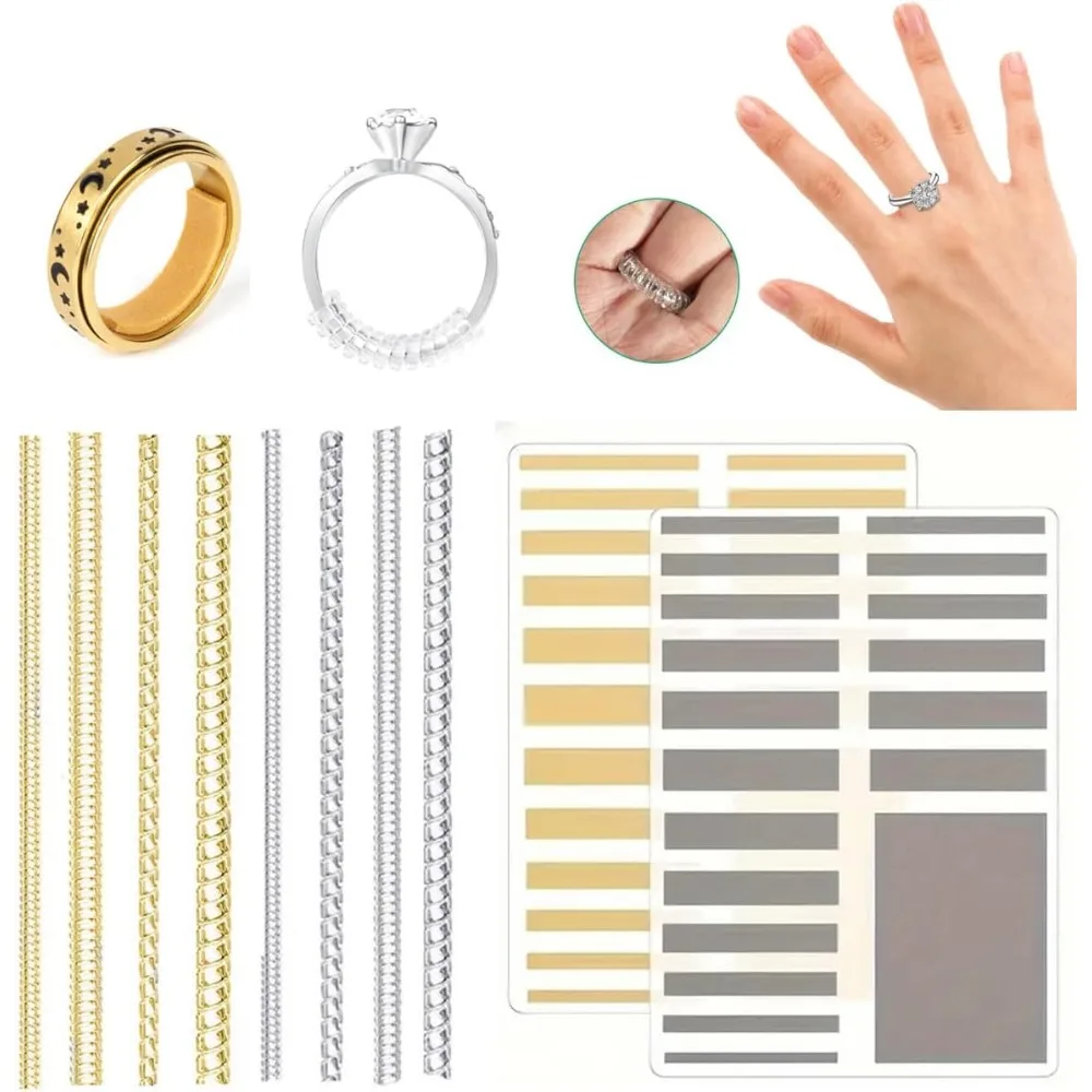 46PCS Invisible Ring Sizer Adjuster, Spiral Spacer for Loose Rings, Fit Wide Rings for Men and Women