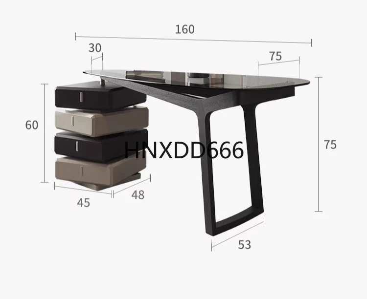 

Italian minimalist curved glass surface desk light luxury advanced inductive computer desk