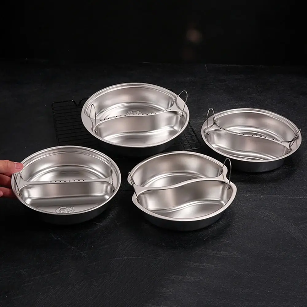 

Stackable Divided Food Steamer Tray with Handles Round Steamers Insert Food Pan Multifunctional Efficient Cooking