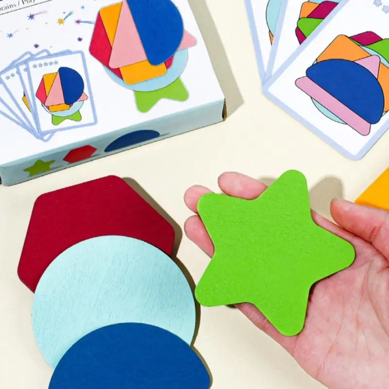 

1 Set Fun Shape Wooden Geometric Stacking Puzzle Color Recognition Educational Toy