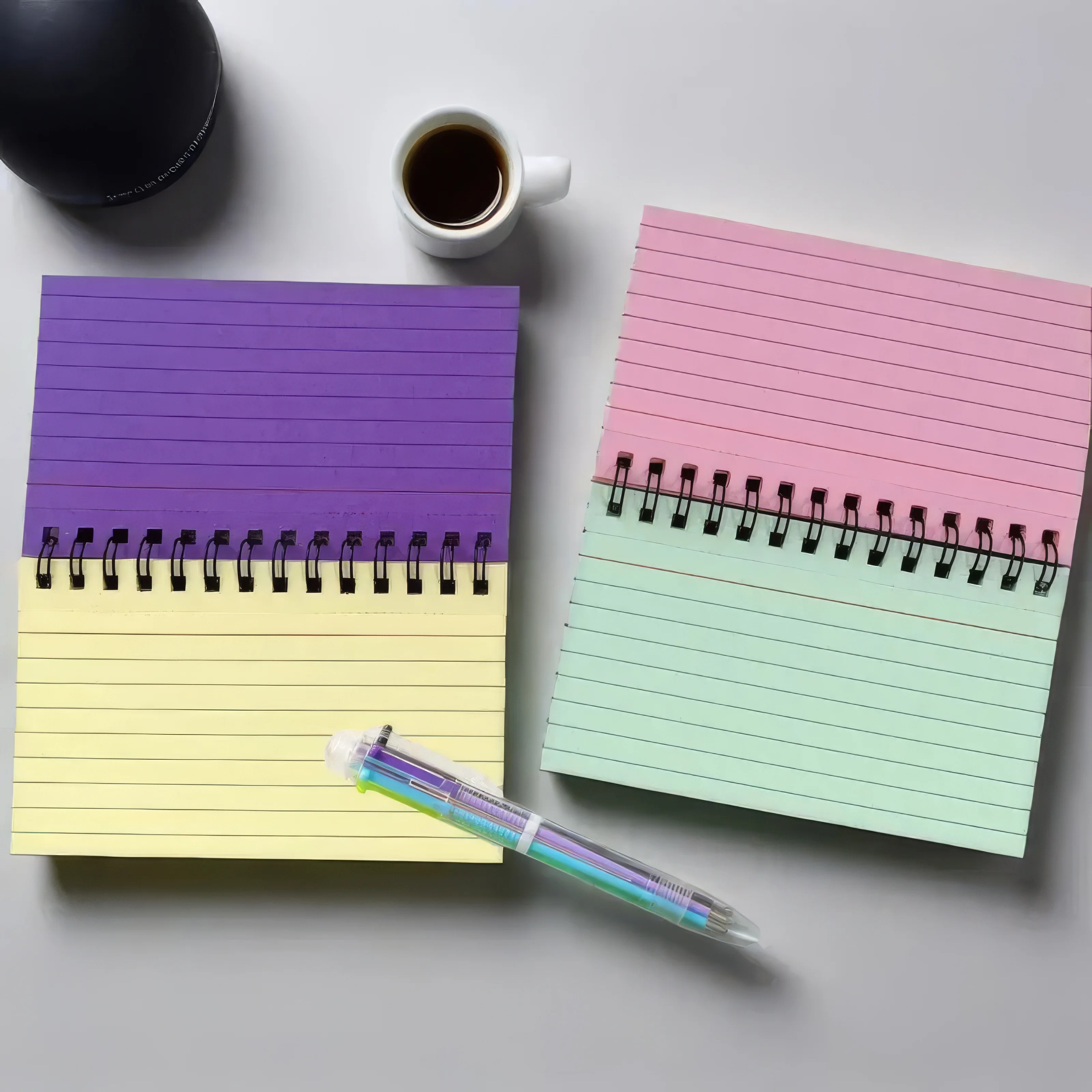 Colorful Tear-Off Card Notebook Coil-Bound with Lines for Creative Notes Office Memo Planning Portable Minimalist Design Notepad