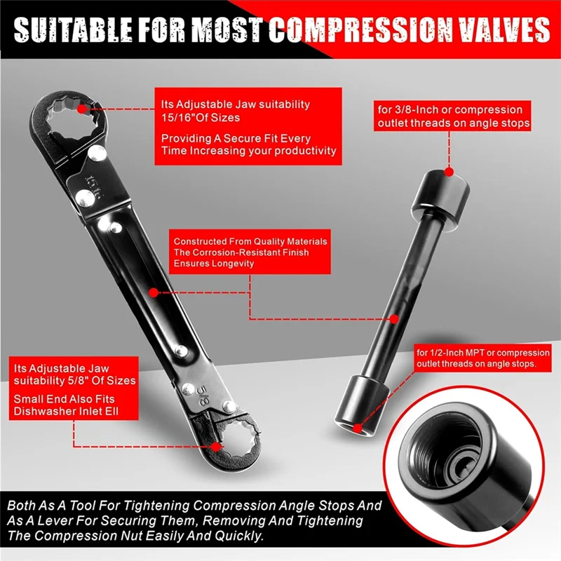 Most-Plumbing Tools, Angle Stop Wrench For Easy Angle Stop Supply Nut Installation A Must-Have For Plumbers Plumbing Tools 1PC