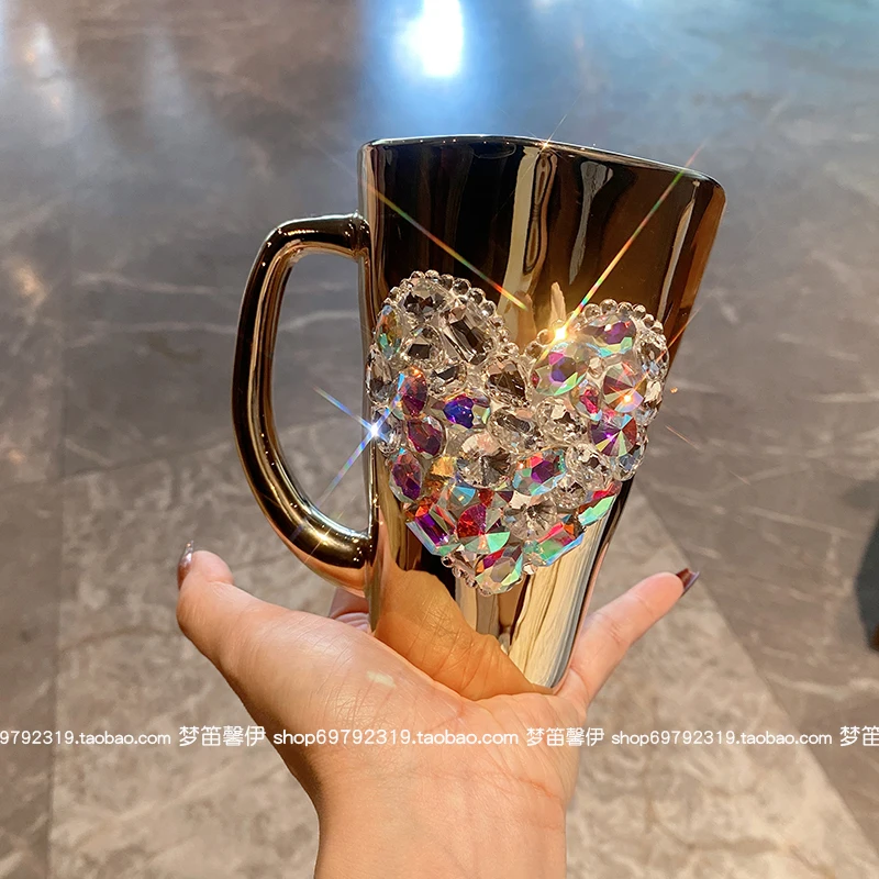 Love mug glass electroplated cup female high-end exquisite coffee water cup teacup household new