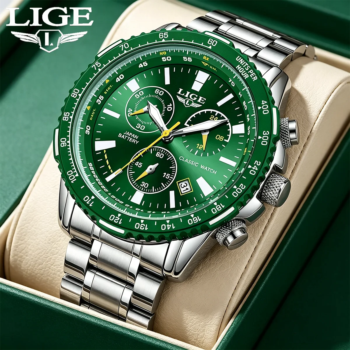 

LIGE Men Watch Top Brand Luxury Watch for Men Waterproof Sports Stainless Chronograph Quartz Wristwatches Relogio Masculino+Box