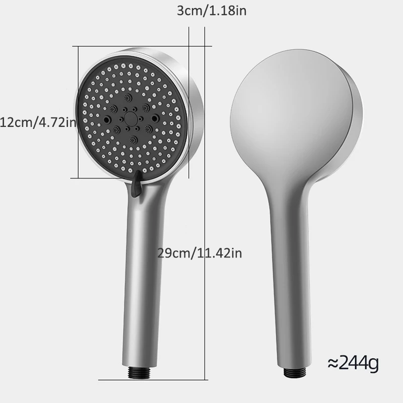 Atualizado Round Black Shower Head, Alta Pressão Chuva Shower Head, Mão Bath Spa Torneiras, Acessórios do banheiro, 5 Modos