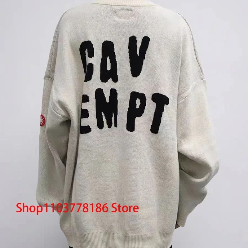 Winter New CAVEMPT Knitwear Letter Logo Jacquard Sweater Men Women Casual Trends All Match C.E Round Neck Pullover Streetwear