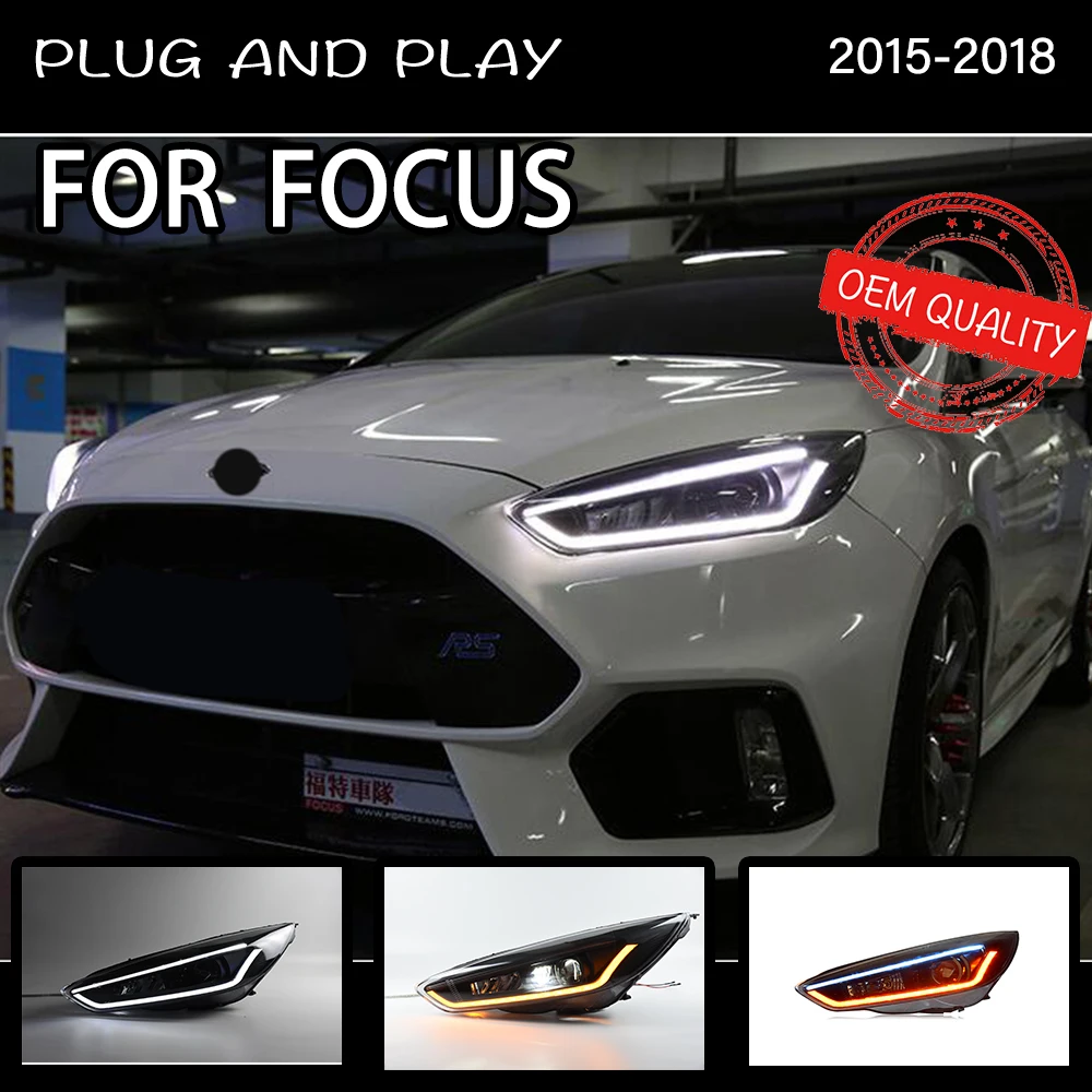 Car Lights For Focus 2015-2018 Sedan Hatchback LED Headlights Modification Upgrade DRL Dynamic Turn Signal Lamp Assembly