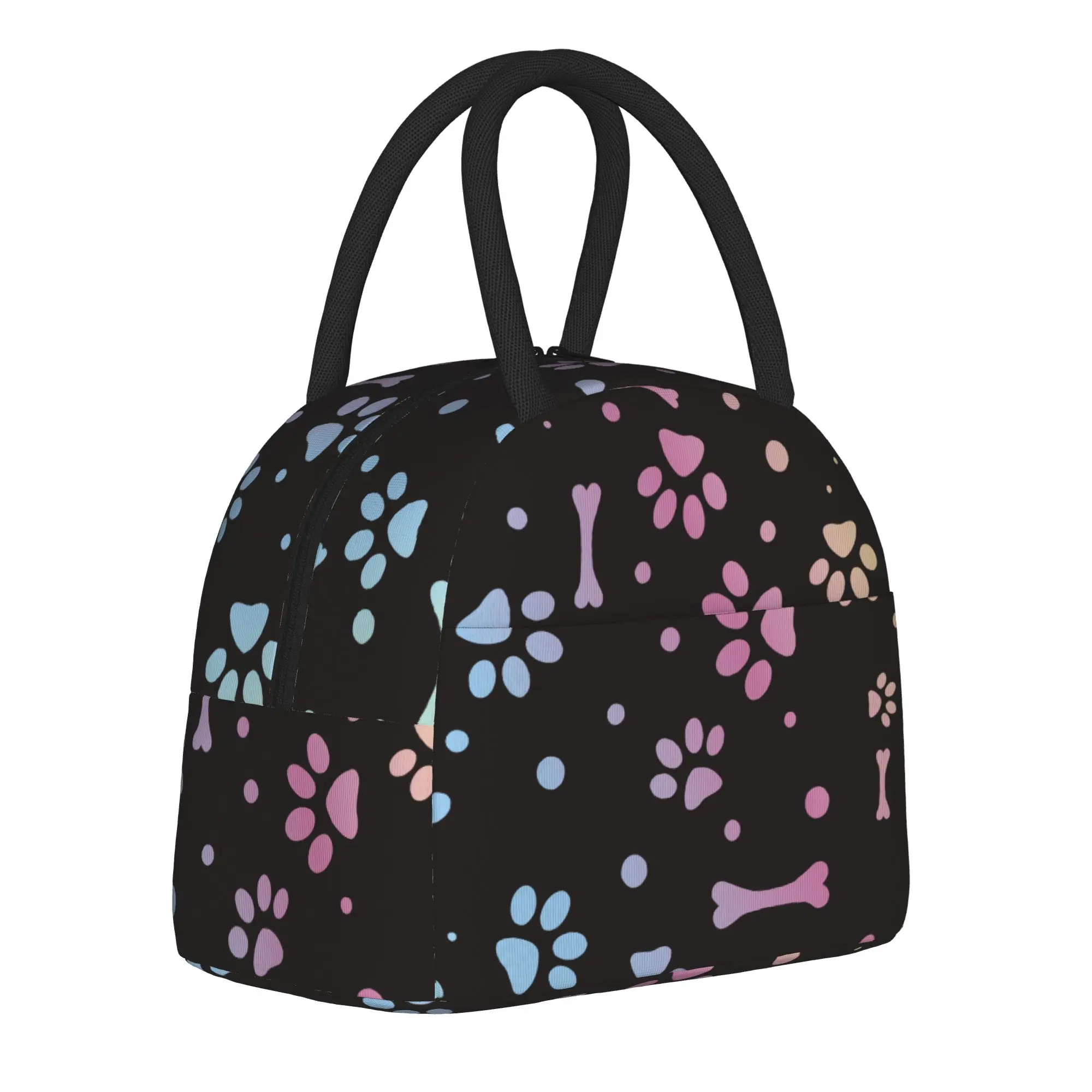 

Термосумка для обедов с изображением собачьих лап и костей, герметичный контейнер для еды, ланч-бокс для девочек и мальчиков, для работы и активного отдыха