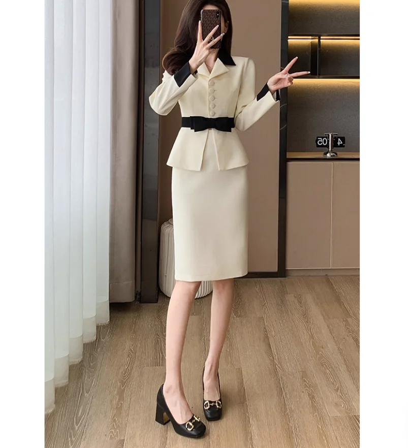 Spring and Autumn New Style Imperial Sister Style Professional Suit Coat Half Skirt Two Piece Set