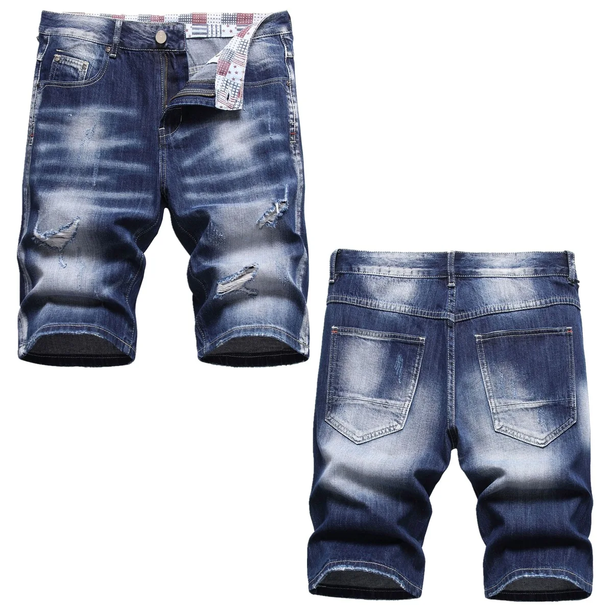 

Hipster everyday dark medium pants with a lot of monkey hanging ground holes hand sweep bone guns catwhiskers jeans men