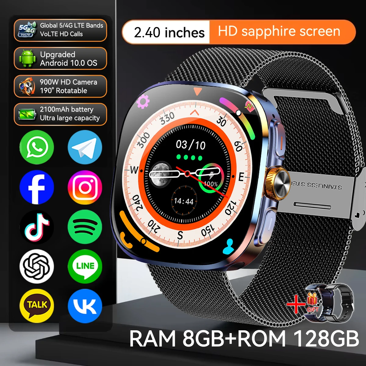 5G/4G Full Network Smart Watch with AMOLED Screen