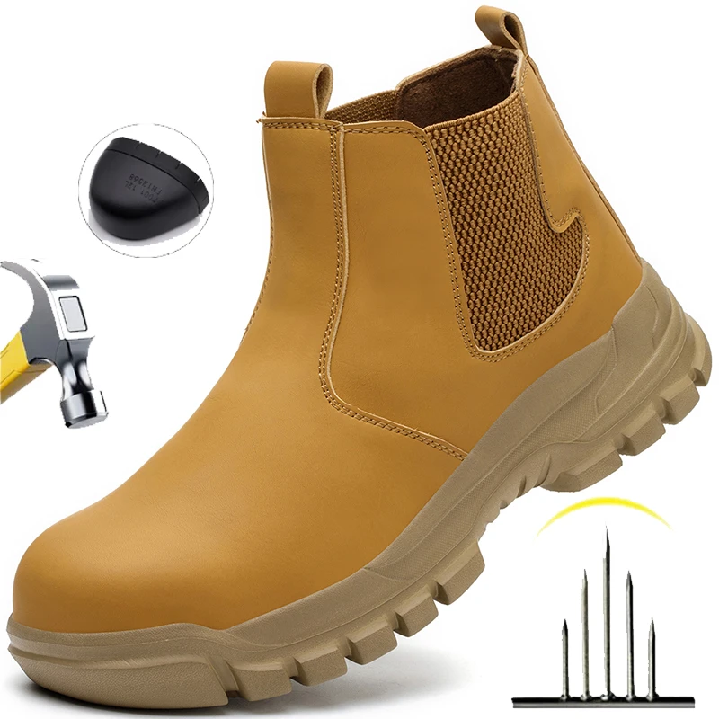 

Защитная обувь для мужчин, винтажные ковбойские ботинки, рабочие ботинки со стальным носком, защитная обувь для сварщиков, промышленная обувь.