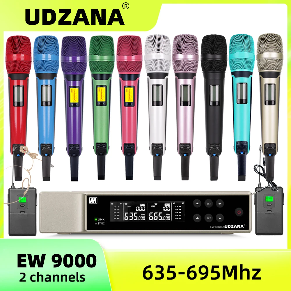 Top quality sound UDZANA EWD9000 Single receiver Double Handheld wireless Microphone multiple colour High Quality stage church