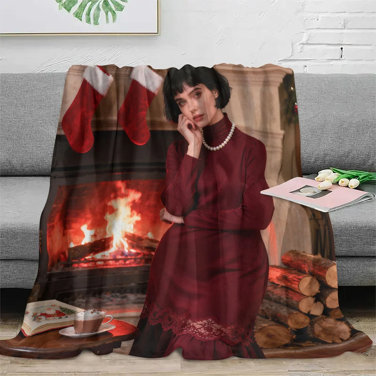 بطانية من الفلانيل مخصصة للزوجين لمشهد عيد الميلاد - طباعة عالية الوضوح لا تتلاشى، ناعمة ودافئة، قابلة للغسل في الغسالة، مناسبة لأسرة غرفة النوم، عرض العروض على الأريكة، احتياطية عيد الميلاد لعيد الميلاد - مثالية كهدية رومانسية لصديق/صديقها/صديقة عيد الميلاد