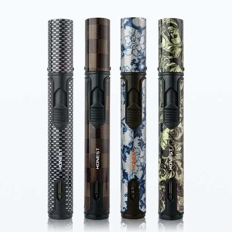 New HONEST Metal Torch Windproof Lighter Refillable Pen Lighter Jet Flame Butane Lighter Kitchen BBQ Candle Camping Men's Gadget