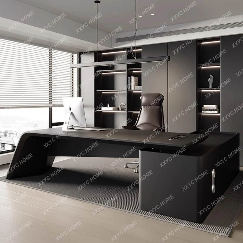 

Black luxury office desk large size Modern high-end design Boss table Mid Century Minimalism mesa para escritório furniture