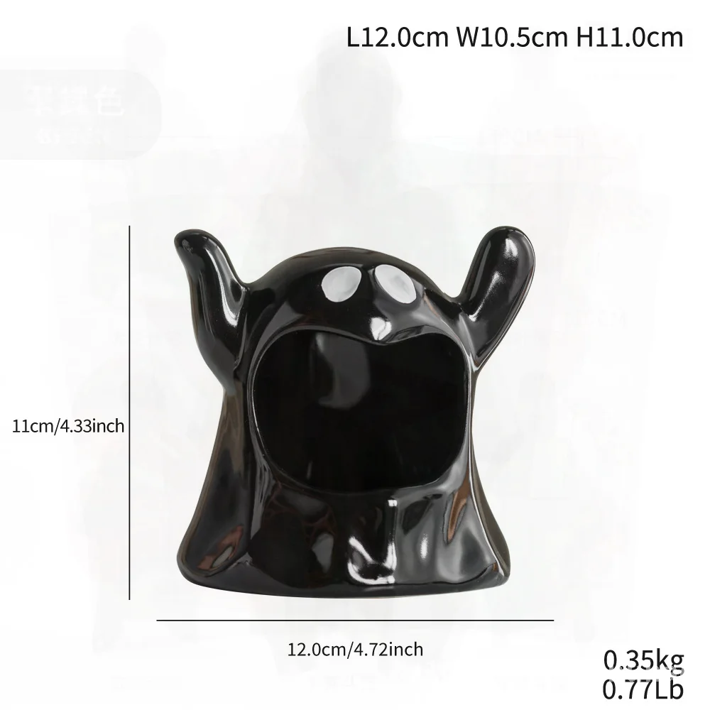 

Multicolor Ceramic Candlestick 'Little Red Book Explosions' Cute Ghost Design Halloween Themed Decorative Small Ornament