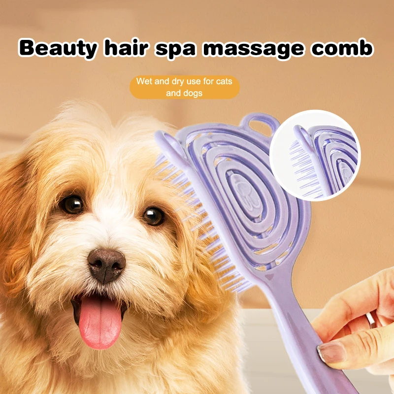 Peine de masaje de peluche para perros y mascotas, peine esponjoso para el pelo, peines con nudo abierto, herramientas de aseo para masaje, accesorios de limpieza para perros y gatos