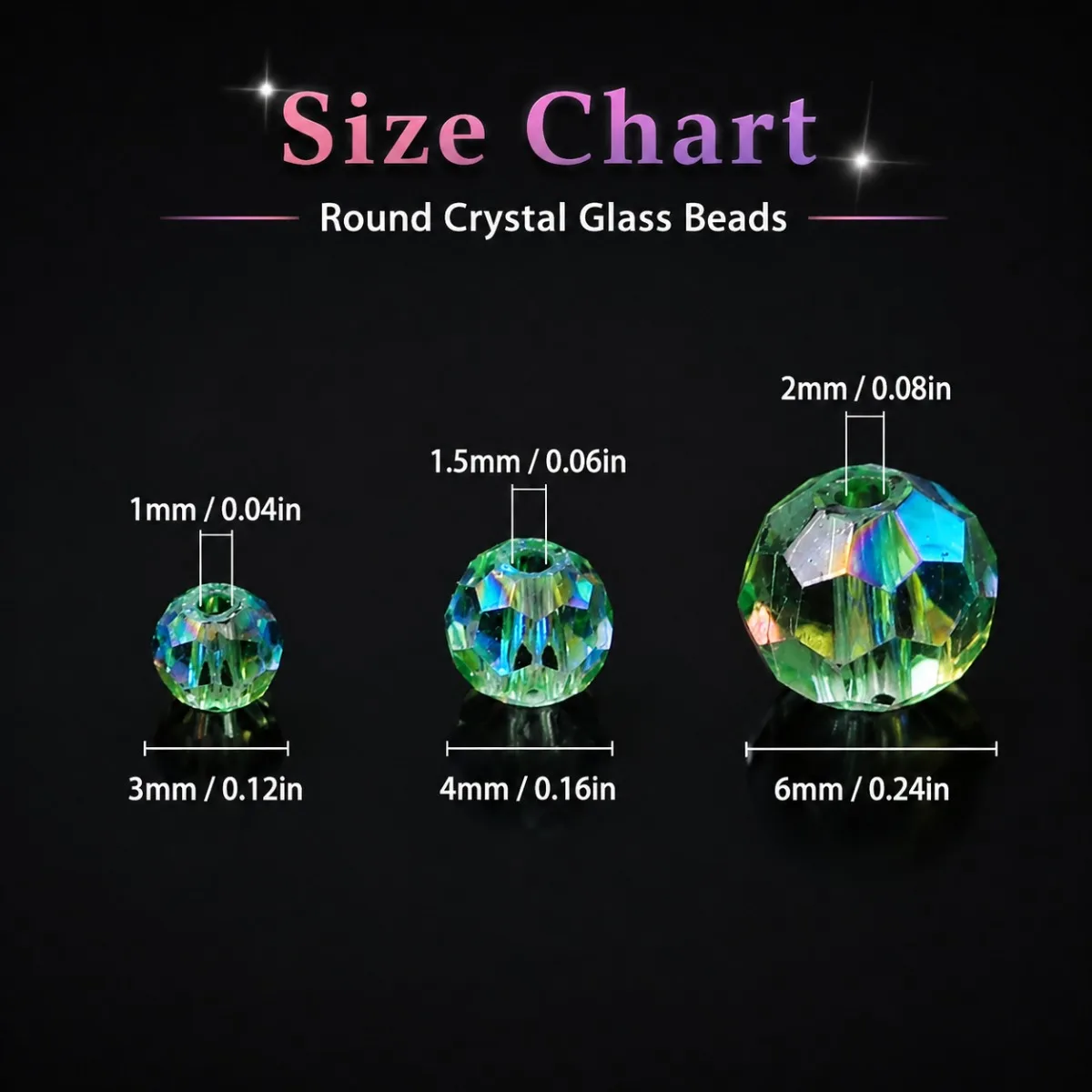 3-6mm Crystal Glass High-Gloss Spherical Beads Assorted Colors Handmade DIY Jewelry-Making Loose Bead Accessories