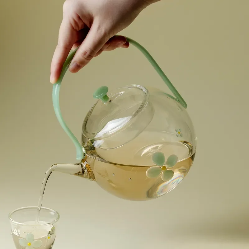 Huayu High Borosilicate Glass Teapot with Lifting Beam Heat Resistant Large Capacity Kettle for Household Scented Tea Brewing