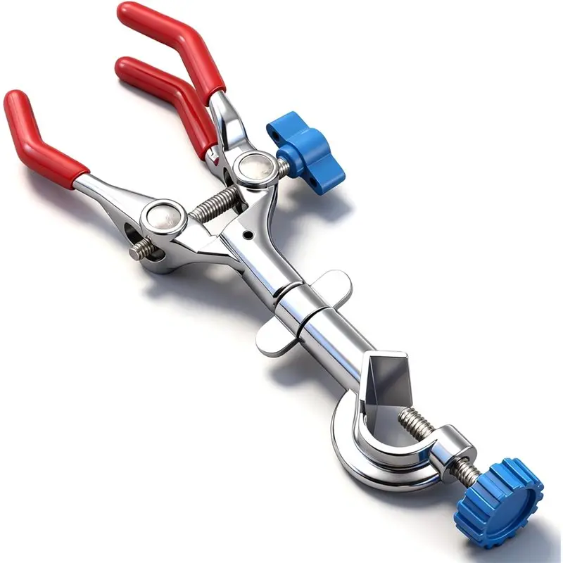 A44Z-3 Prong Lab Clamp With Head PVC Coated Clamp Holder For Laboratory Ring Stand Test Tube
