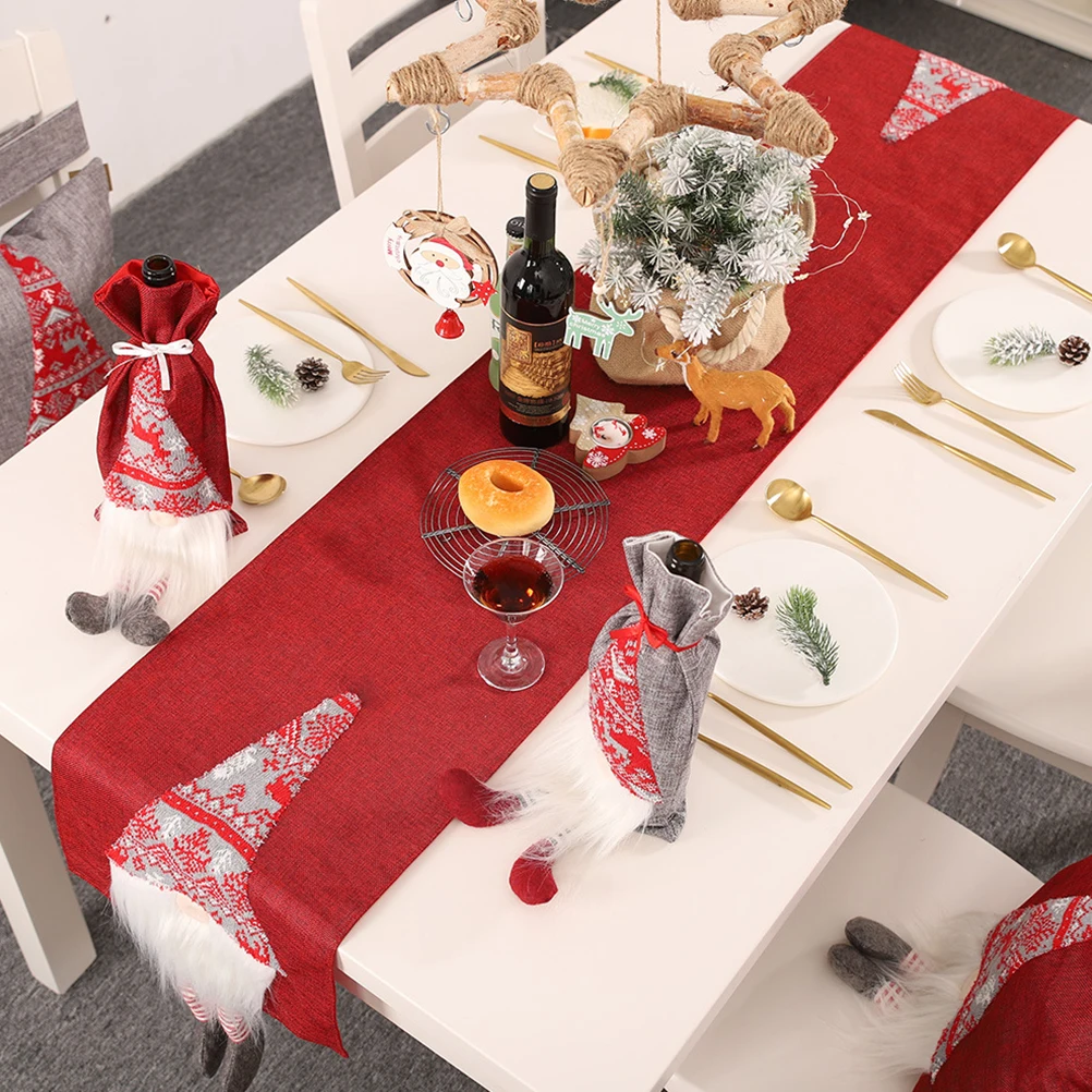 

Christmas Table Runner Red Creative Stereoscopic Decorative Xmas Party Tablecloth Table Cover Holiday