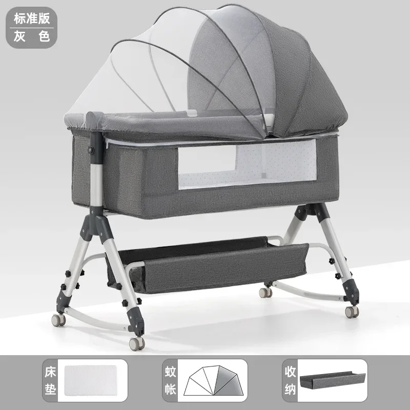 سرير أطفال حديثي الولادة، سرير كبير مقسم، سرير هزاز للأطفال BB، مهد متعدد الوظائف، قابل للطي #2