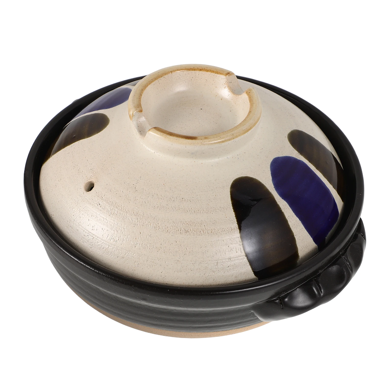 

Vintage Earthenware Pot Dual Handle Ceramic Stew Pot Lid Soups Stews Rice Dishes High Temperature Resistance Open Flame
