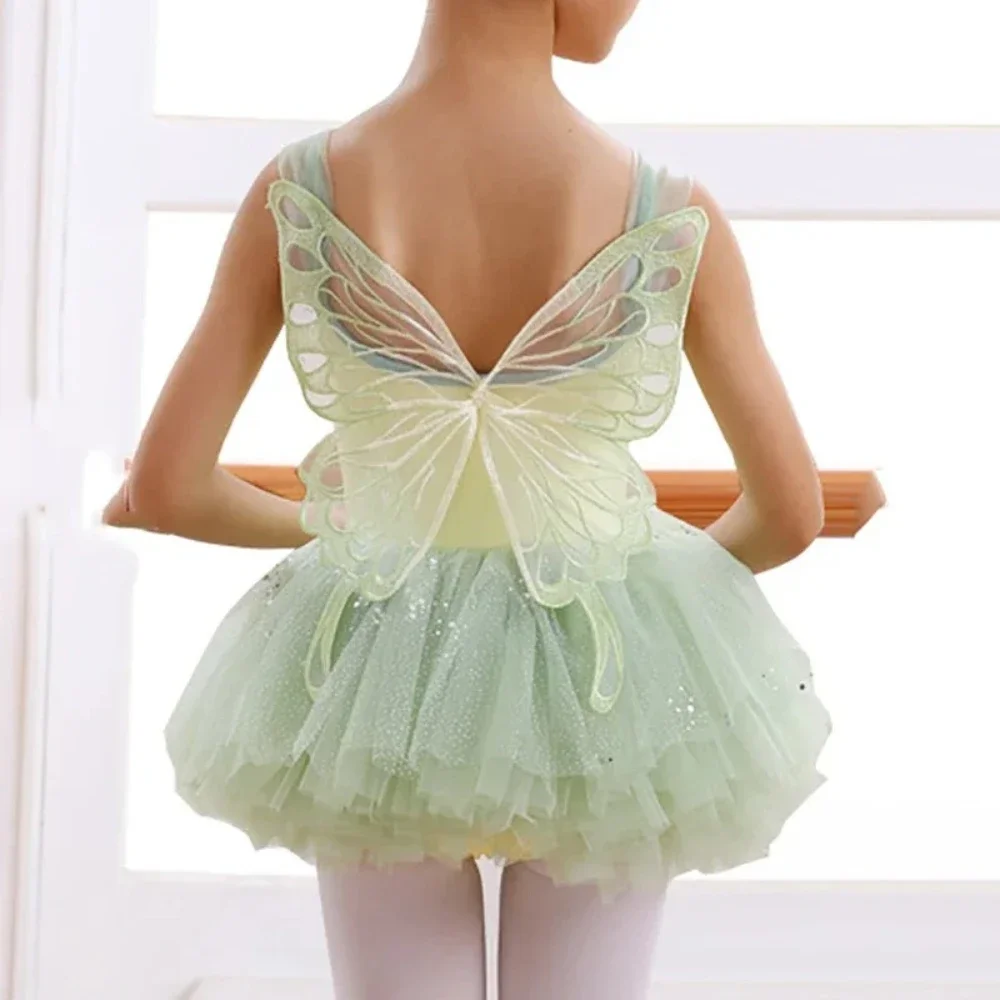 فستان باليه للفتيات قميص قصير ثياب باليه الجمباز مع تنورة توتو راقصة الباليه الزي مرحلة الأداء ممارسة الملابس