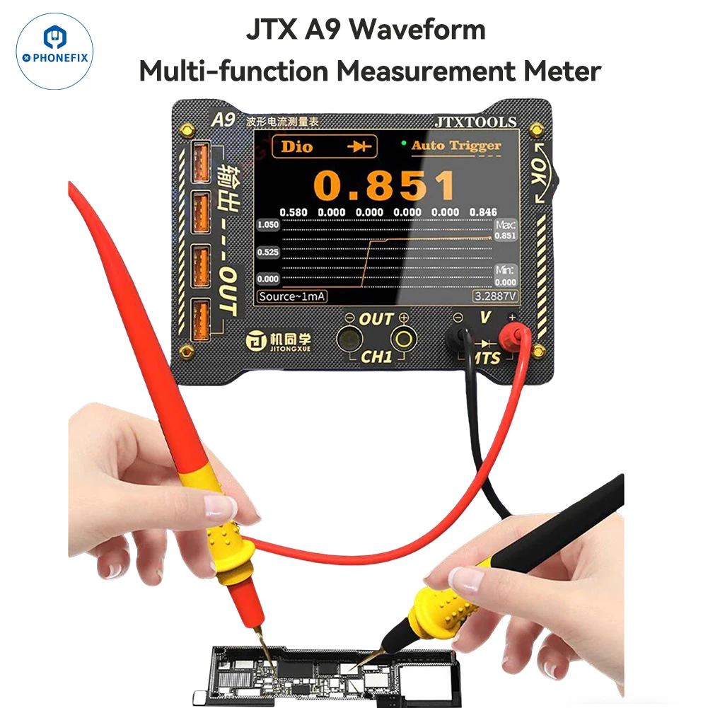 JTX A9 Curve Waveform Multi-functional Measuring Meter 0-36V Voltage Current Ultra-high-speed Diode Scanning Phone Laptop Repair