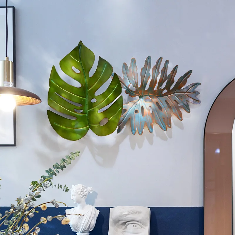 American rural retro creative wall decoration green plant pendant wrought iron