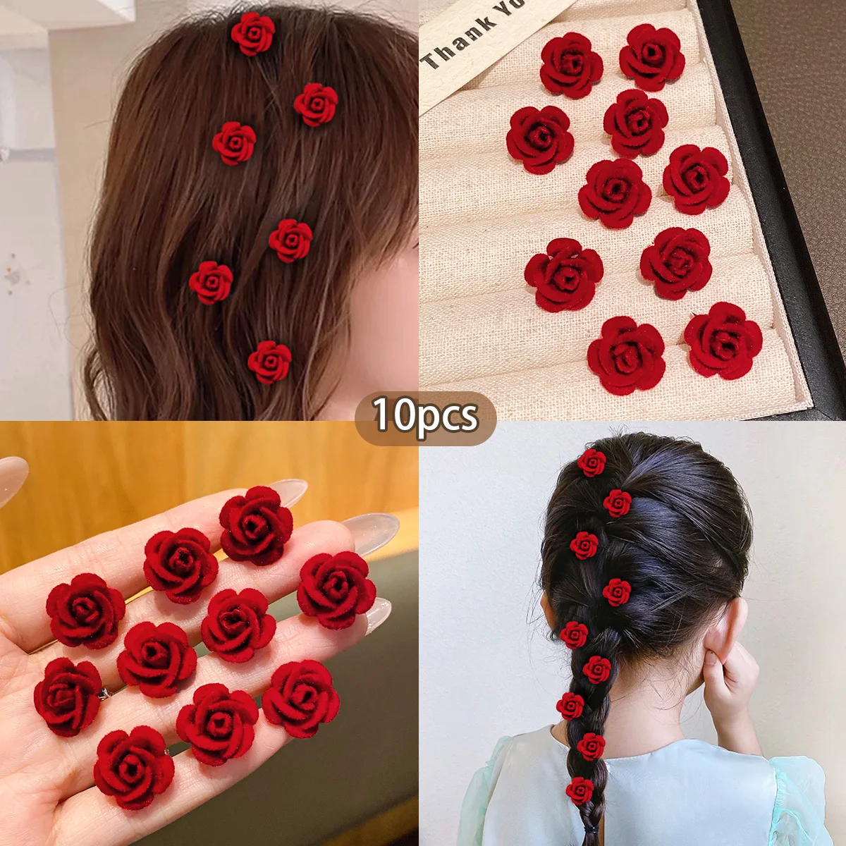 10-Rosen-Haarspangen, süße und modische Blumen-Kopfblumen, geeignet für den täglichen Gebrauch, Haar-Accessoires