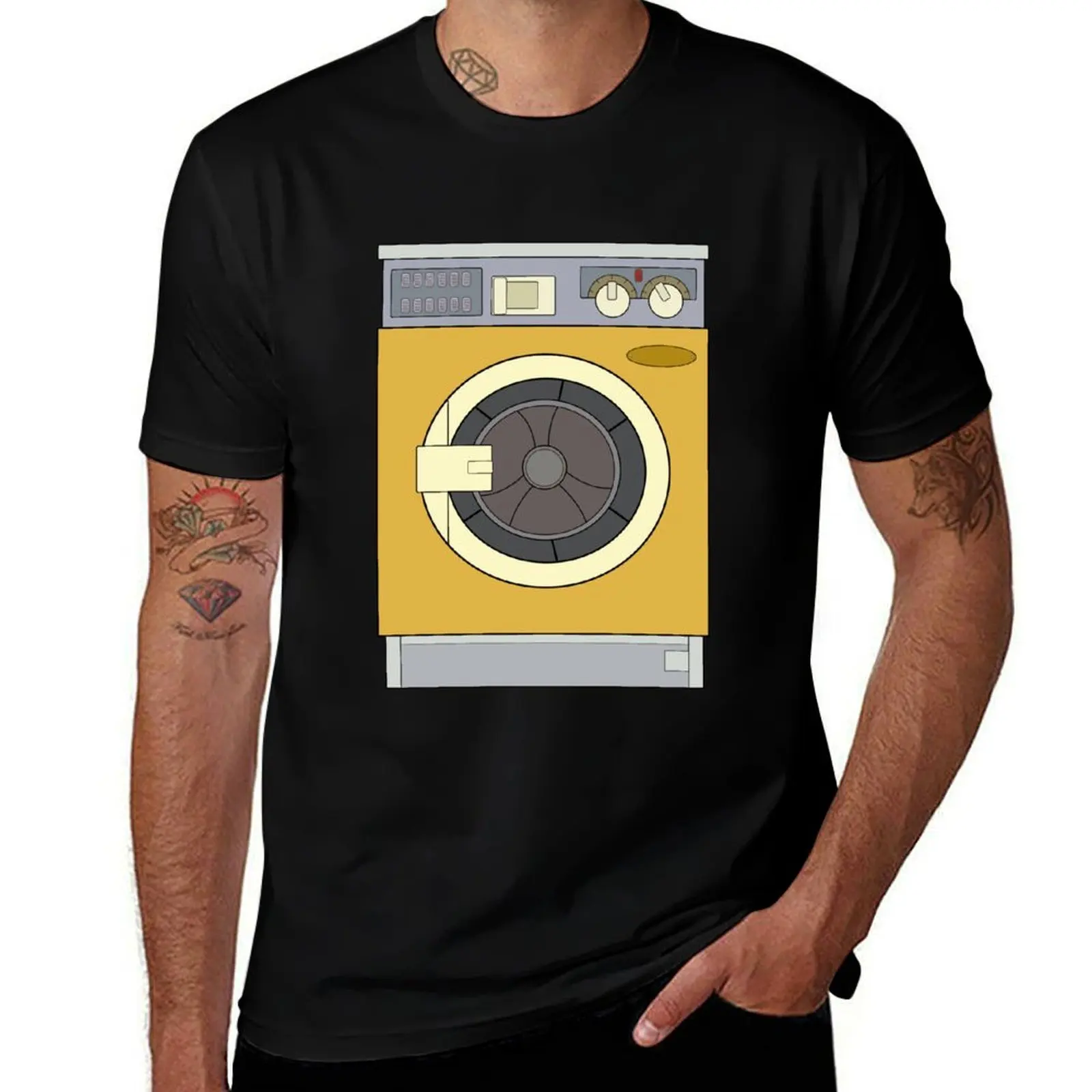 Retro Washing Machine T-Shirt Trendy Print Short Sleeve T-Shirt