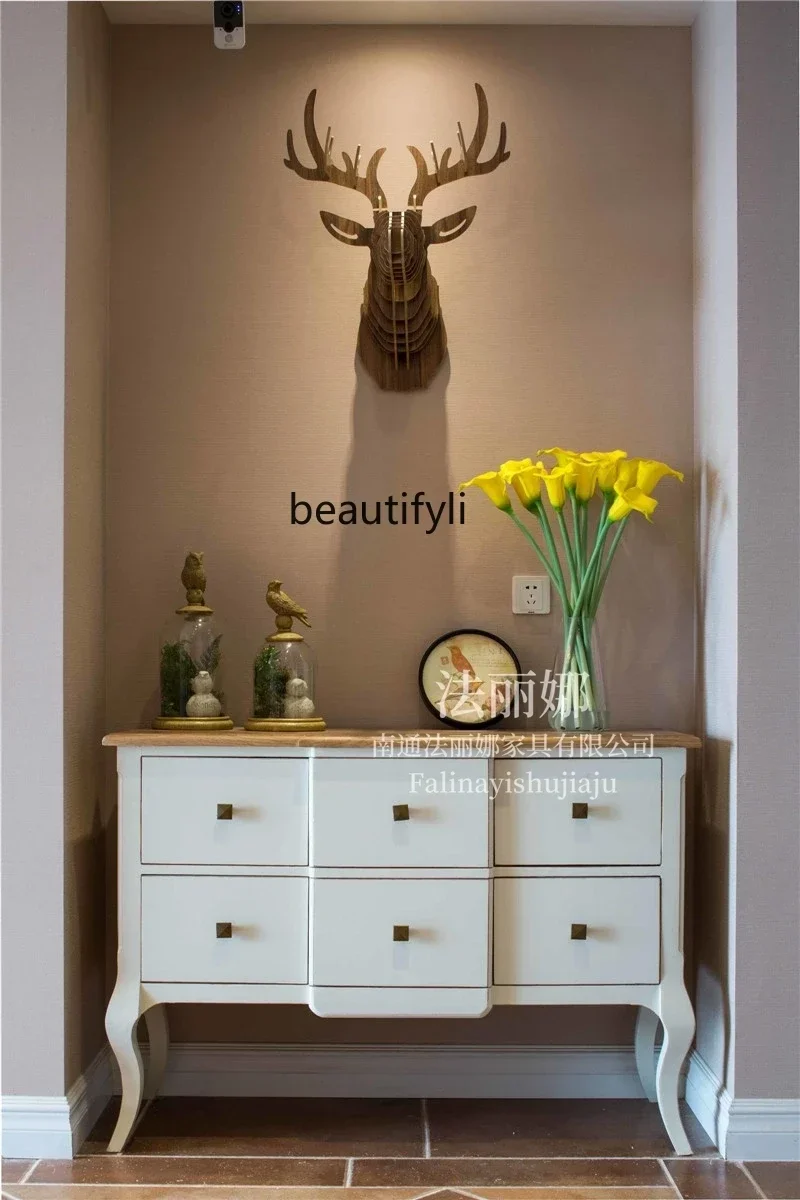 

Cy56 French American light luxury entrance cabinet Solid wood aisle entrance foyer cabinet Stylish and simple decorative cabine