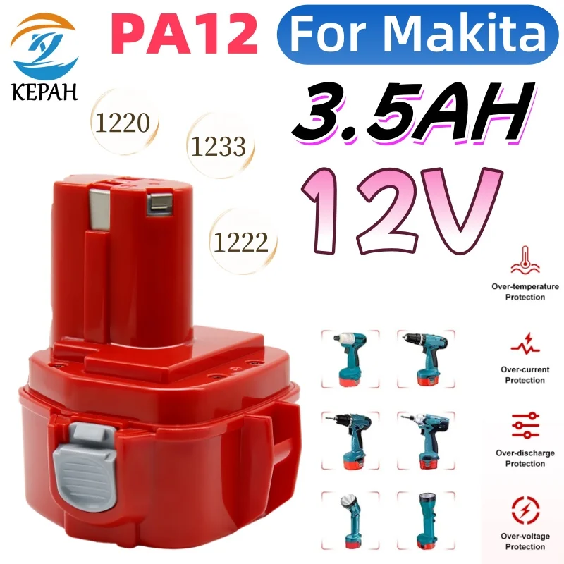 

НОВЫЙ Ni-Mh аккумулятор для электроинструментов 12 В, 3,5 Ач для дрелей Makita Bateria 1222 1233S PA12 1235B 638347-8-2 192681-5