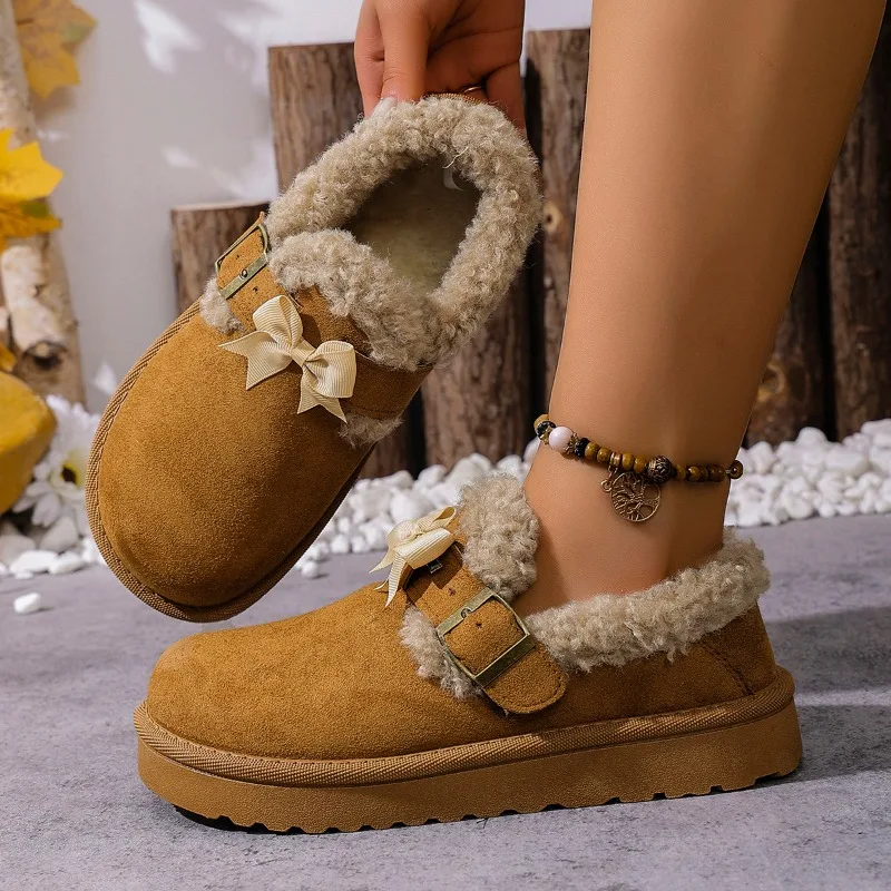 

Зимние ботинки на шерстяной подкладке, повседневные зимние ботинки, новинка 2025, роскошная брендовая модная нескользящая плюшевая хлопковая обувь для женщин