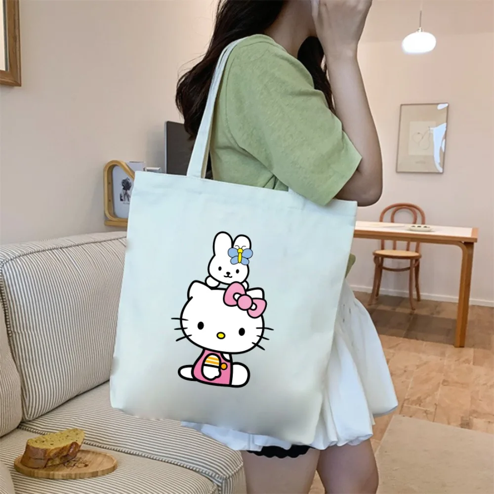 

Холщовая сумка-тоут с принтом Hello Kitty — стильная и прочная сумка для покупок для женщин, модный аксессуар в стиле кавайи