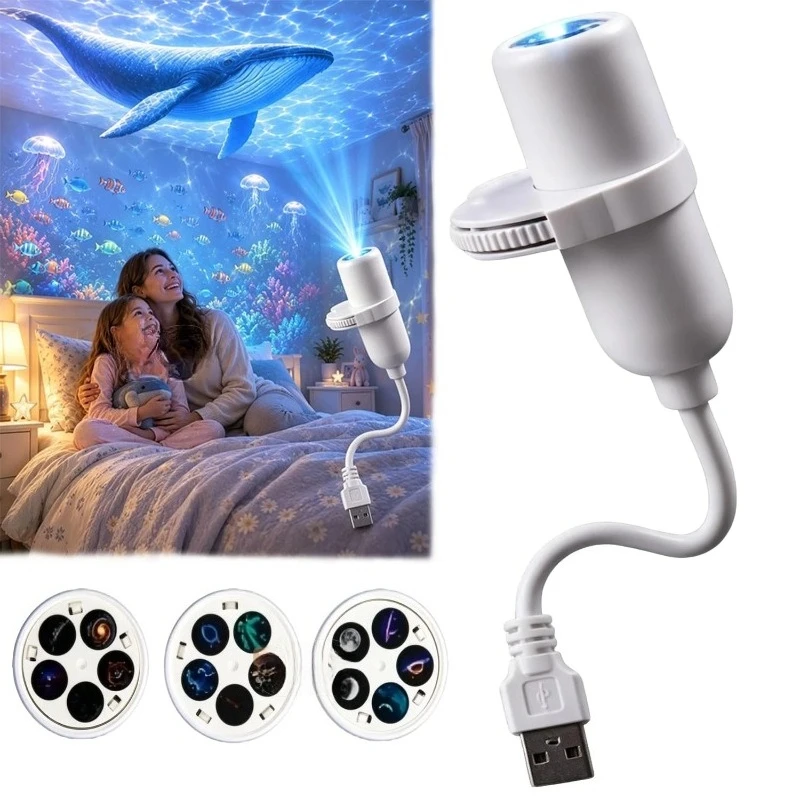 Moon Galaxy Night Light for Bedroom Plug and Play Ceiling Ocean Projector LED Starry Sky Lamp for Home Decor Sleep Mood Lighting